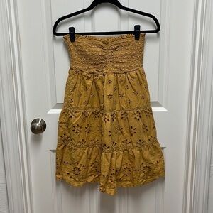 American Eagle Golden Strapless Boho Mini Dress‎
